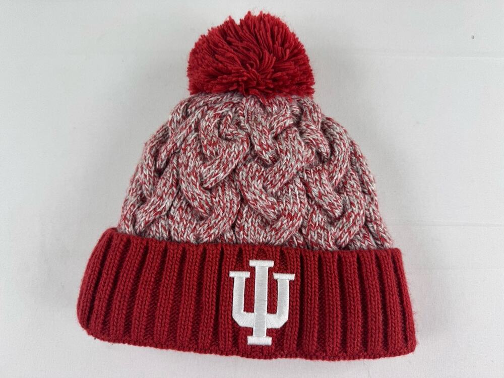 Indiana Hoosiers New Era Knit Beanie Hat Red Gray Pom Winter Cap